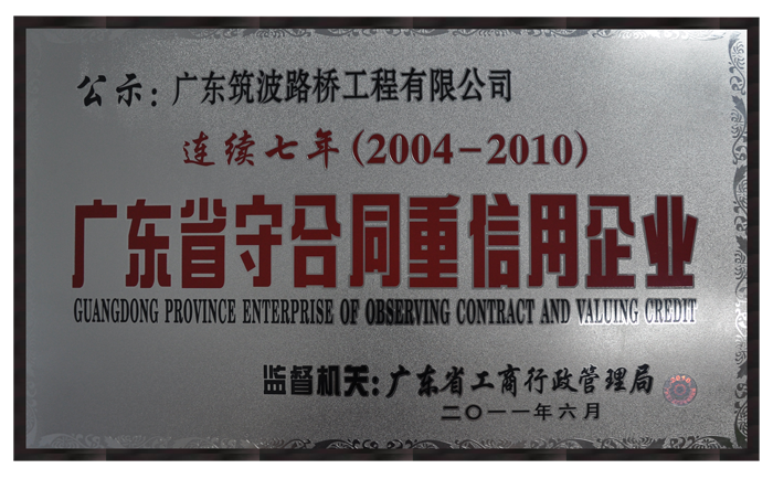 公司通過了2010年守合同重信用企業公示